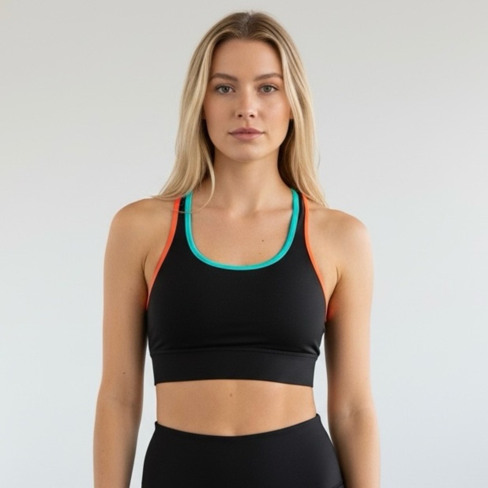 Splits59‎ Black and Orange Racerback Sports Bra